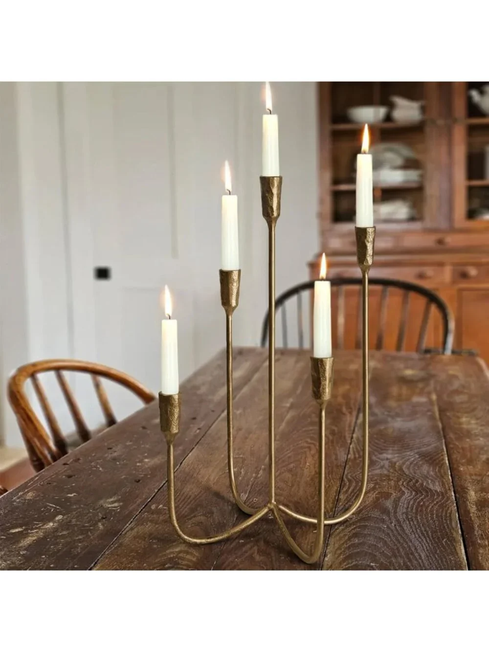 Elegant 5-Candle Cast Iron Candelabra Holders - 15